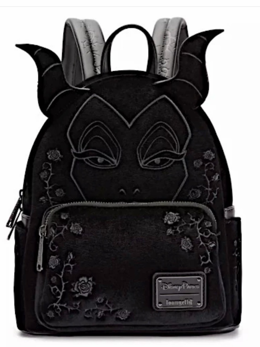 Exclusive Loungefly Disney Maleficent Black Embroidered Mini Velvet Backpack